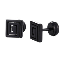 Load image into Gallery viewer, Fake Piercing Expander schwarz Linien im Quadrat Schaubverschluss Edelstahl - chic - net.de
