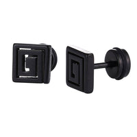 Load image into Gallery viewer, Fake Piercing Expander schwarz Linien im Quadrat Schaubverschluss Edelstahl - chic - net.de
