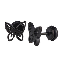Load image into Gallery viewer, Fake Piercing Expander schwarz Schmetterling Schaubverschluss Edelstahl - chic - net.de
