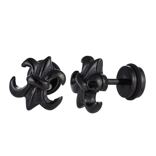 Fake Piercing Expander schwarz Schwertlilie Schaubverschluss Edelstahl - chic - net.de