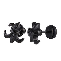 Load image into Gallery viewer, Fake Piercing Expander schwarz Schwertlilie Schaubverschluss Edelstahl - chic - net.de
