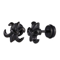 Load image into Gallery viewer, Fake Piercing Expander schwarz Schwertlilie Schaubverschluss Edelstahl - chic - net.de
