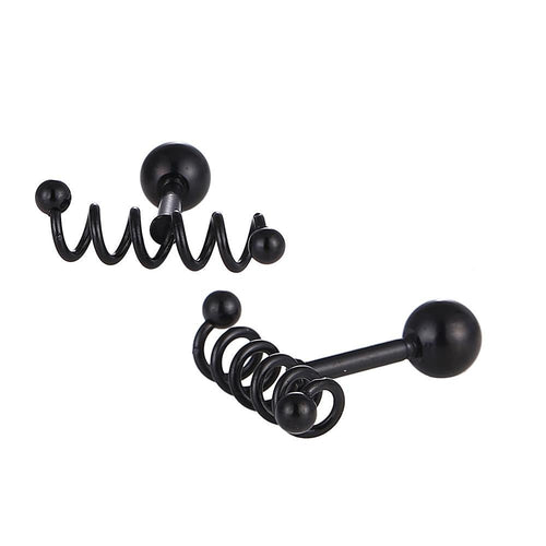 Fake Piercing Expander schwarz Spirale waagerecht mit Kugelaufsatz Schaubverschluss Edelstahl - chic - net.de