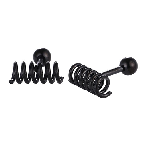 Fake Piercing Expander schwarz Spirale waagerecht Schaubverschluss Edelstahl - chic - net.de
