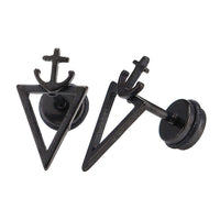 Load image into Gallery viewer, Fake Piercing Expander schwarz spitzes Dreieck Anker Schaubverschluss Edelstahl - chic - net.de
