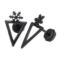 Cargar imagen en el visor de la galería, Fake Piercing Expander schwarz spitzes Dreieck Schneeflocke Schaubverschluss Edelstahl - chic - net.de
