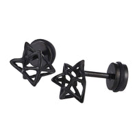 Load image into Gallery viewer, Fake Piercing Expander schwarz Stern aus dreiecken 3D Schaubverschluss Edelstahl - chic - net.de
