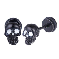 Cargar imagen en el visor de la galería, Fake Piercing Expander schwarz Totenkopf weiße Augen Schaubverschluss Edelstahl - chic - net.de
