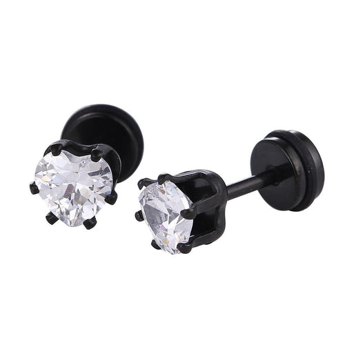 Fake Piercing Expander schwarz Zirkonia Stein weiß Herzform Schaubverschluss Edelstahl - chic - net.de