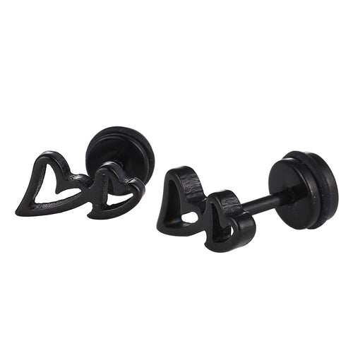 Fake Piercing Expander schwarz zwei Herzen Schaubverschluss Edelstahl - chic - net.de