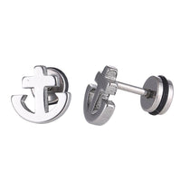 Load image into Gallery viewer, Fake Piercing Expander silber farben Anker Symbol Schaubverschluss Edelstahl - chic - net.de
