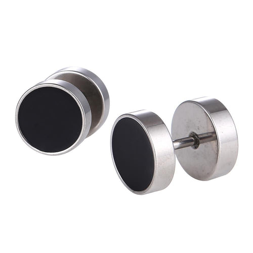 Fake Piercing Expander silber Farben Ø 15 mm schwarz Edelstahl Schraubverschluss - chic - net.de