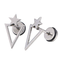 Cargar imagen en el visor de la galería, Fake Piercing Expander silber Farben spitzes Dreieck Stern Schaubverschluss Edelstahl - chic - net.de

