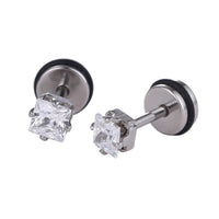 Cargar imagen en el visor de la galería, Fake Piercing Expander silber Farben weißer eingefasster Zirkonia Stein Schaubverschluss Edelstahl - chic - net.de
