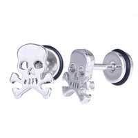 Load image into Gallery viewer, Fake Piercing Expander silber FarbenTotenkopf Gefahr Zeichen Schaubverschluss Edelstahl - chic - net.de
