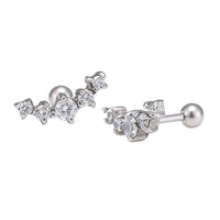 Load image into Gallery viewer, Fake Piercing Expander silberfarben fünf Zirkonia Steine Schaubverschluss Edelstahl - chic - net.de

