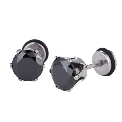 Fake Piercing Expander silberfarben Krone schwarzer Stein Schaubverschluss Edelstahl - chic - net.de