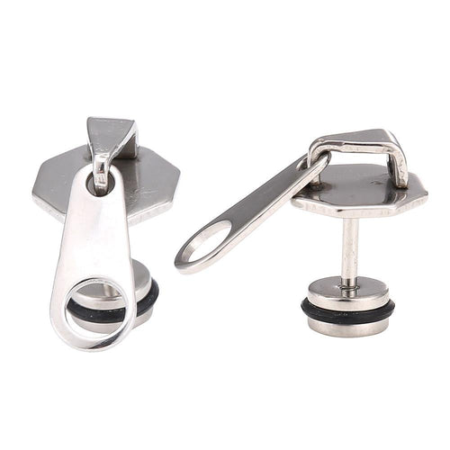 Fake Piercing Expander silberfarben Reisverschluss Anhänger Schaubverschluss Edelstahl - chic - net.de