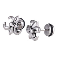 Cargar imagen en el visor de la galería, Fake Piercing Expander silberfarben Schwertlilie Schaubverschluss Edelstahl - chic - net.de
