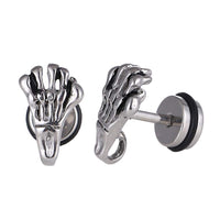 Load image into Gallery viewer, Fake Piercing Expander silberfarben Skelett Hand Schaubverschluss Edelstahl - chic - net.de
