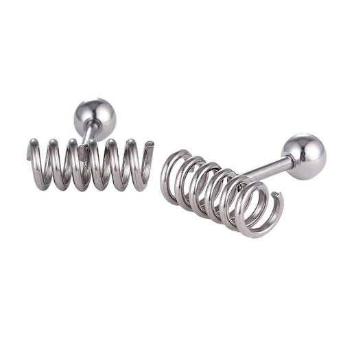 Fake Piercing Expander silberfarben Spirale waagerecht mit Schaubverschluss Edelstahl - chic - net.de