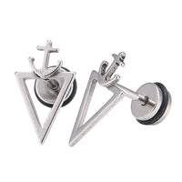 Load image into Gallery viewer, Fake Piercing Expander silberfarben spitzes Dreieck Anker Schaubverschluss Edelstahl - chic - net.de
