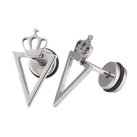 Load image into Gallery viewer, Fake Piercing Expander silberfarben spitzes Dreieck Krone Schaubverschluss Edelstahl - chic - net.de
