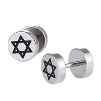 Load image into Gallery viewer, Fake Piercing Expander silberfarben Stern Dreiecke Schraubverschluss Edelstahl - chic - net.de
