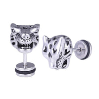 Load image into Gallery viewer, Fake Piercing Geparden Kopf Edelstahl Schraubverschluss silberfarben - chic - net.de
