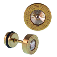Load image into Gallery viewer, Fake Piercing golden rund klein Zirkonia Stein weiß quadratisches Muster Edelstahl - chic - net.de
