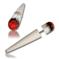 Load image into Gallery viewer, Fake Piercing Holz Spike weiß Pflock dick Wunde rot schwarz Edelstahl bemalt 1 mm Tribal Ohrring - chic - net.de
