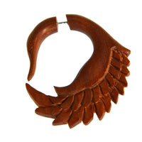 Load image into Gallery viewer, Fake Piercing Ohrring Holz Hook Schwan rotbraun - chic - net.de
