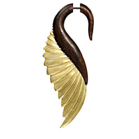 Load image into Gallery viewer, Fake Piercing Ohrring Narraholz Edelstahl Brass Schwan - chic - net.de
