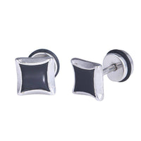 Load image into Gallery viewer, Fake Piercing Quadrat schwarz Seiten nach innen gewölbt Edelstahl Schraubverschluss silberfarben - chic - net.de

