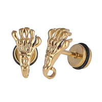 Load image into Gallery viewer, Fake Piercing Schraubverschluss Expander goldfarben Skelett Hand Edelstahl - chic - net.de
