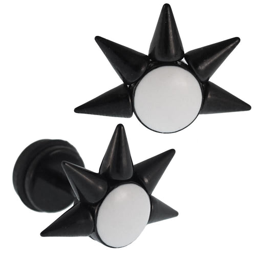Fake Piercing schwarz Halbkreis 4 Spitzen weiße runde Innenfläche Schraubverschluss - chic - net.de