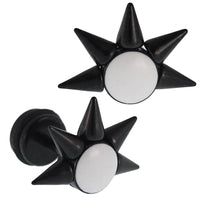 Cargar imagen en el visor de la galería, Fake Piercing schwarz Halbkreis 4 Spitzen weiße runde Innenfläche Schraubverschluss - chic - net.de
