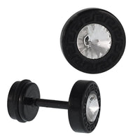 Load image into Gallery viewer, Fake Piercing schwarz rund klein Zirkonia weiß quadratisches Muster Edelstahl - chic - net.de
