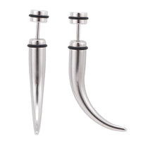 Load image into Gallery viewer, Fake Piercing Spike gebogen silberfarben 43 mm Schraubverschluss Edelstahl - chic - net.de
