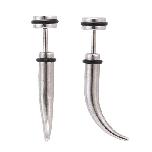 Fake Piercing Spike leicht gebogen silberfarben Schraubverschluss Edelstahl - chic - net.de
