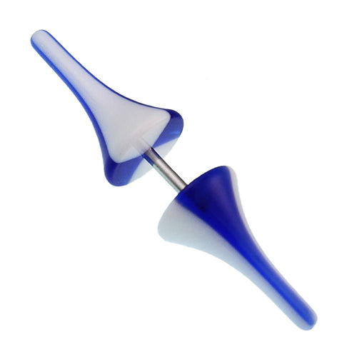 Fake Piercing Spikes in blau - weiß Kunststoff mit Edelstahl Stab 1mm - chic - net.de