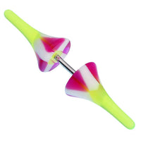 Cargar imagen en el visor de la galería, Fake Piercing Spikes mit neon gelb, violet, weiß Muster Kunststoff mit Edelstahl Stab 1mm - chic - net.de
