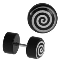 Load image into Gallery viewer, Fake Piercing Spirale schwarz weiß 7 mm Edelstahl Stift - chic - net.de

