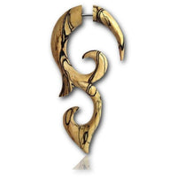 Load image into Gallery viewer, Fake Piercing Tamarindenholz Holz Beil Haken Plug nickelfrei hell gemasert Ohrstecker - chic - net.de
