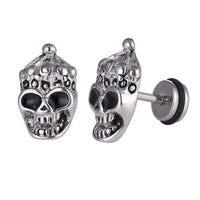 Load image into Gallery viewer, Fake Piercing Totenkopf groß mit Mütze Kugel Edelstahl Schraubverschluss silberfarben - chic - net.de
