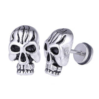 Load image into Gallery viewer, Fake Piercing Totenkopf groß schwarze Linien auf der Stirn Edelstahl Schraubverschluss silberfarben - chic - net.de

