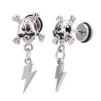 Load image into Gallery viewer, Fake Piercing Totenkopf Knochen Blitz Anhänger Schraubverschluss silberfarben - chic - net.de
