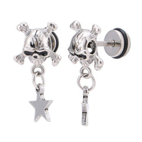 Load image into Gallery viewer, Fake Piercing Totenkopf Knochen Stern Anhänger Schraubverschluss silberfarben - chic - net.de
