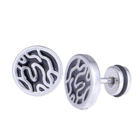 Cargar imagen en el visor de la galería, Fake Piercing Wellen Musterung Edelstahl Schraubverschluss silber Farben - chic - net.de
