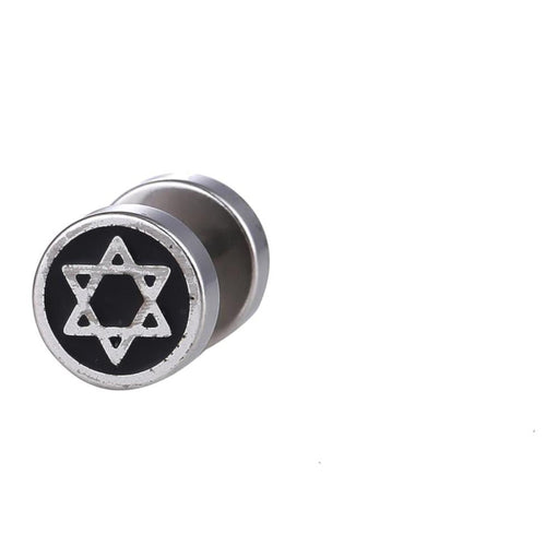 Fake Plug Edelstahl schwarz silbern Stern doppelt - chic - net.de